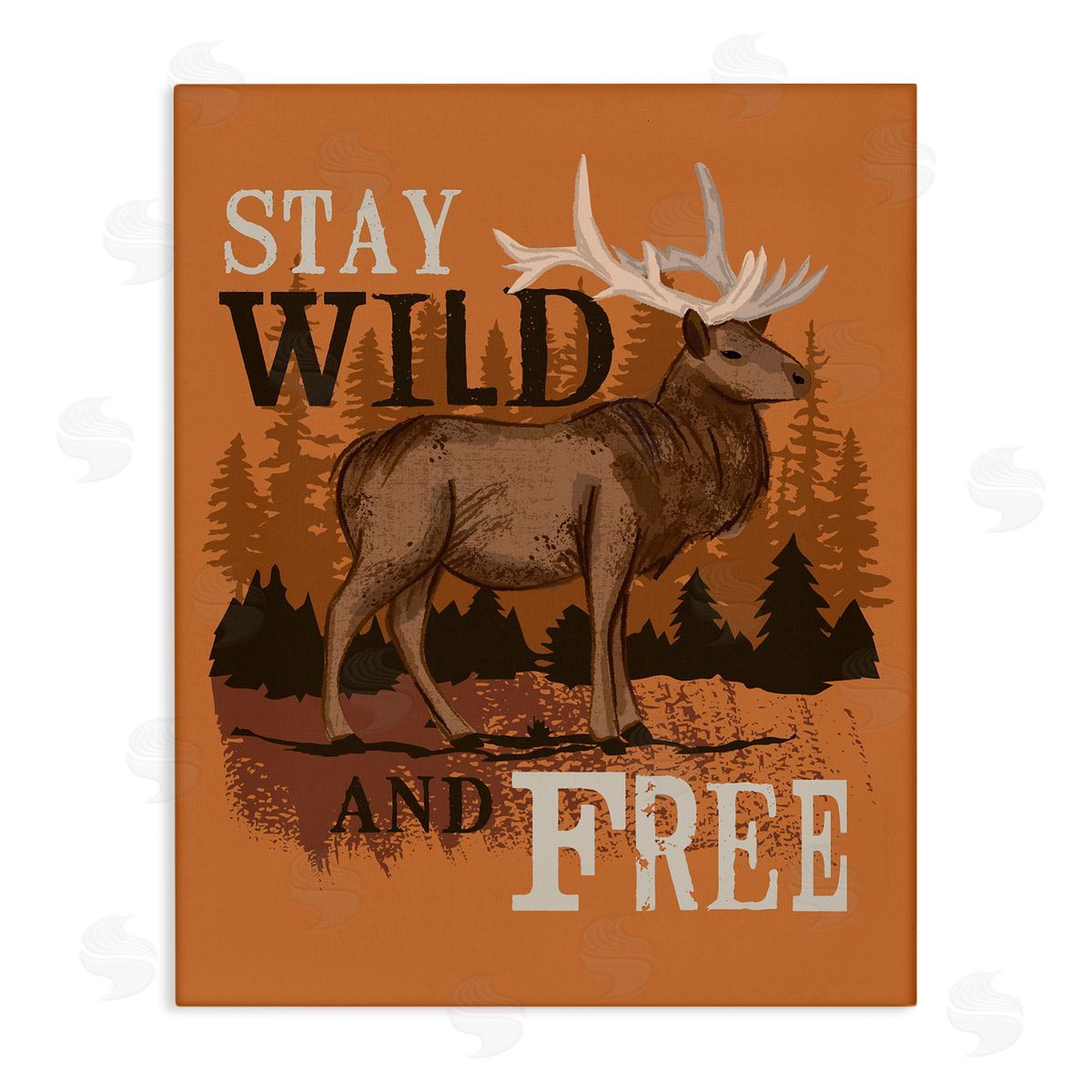 Lisa Perry Whitebutton Stay Wild and fr_sideee Phrase Forest Elk Landscape