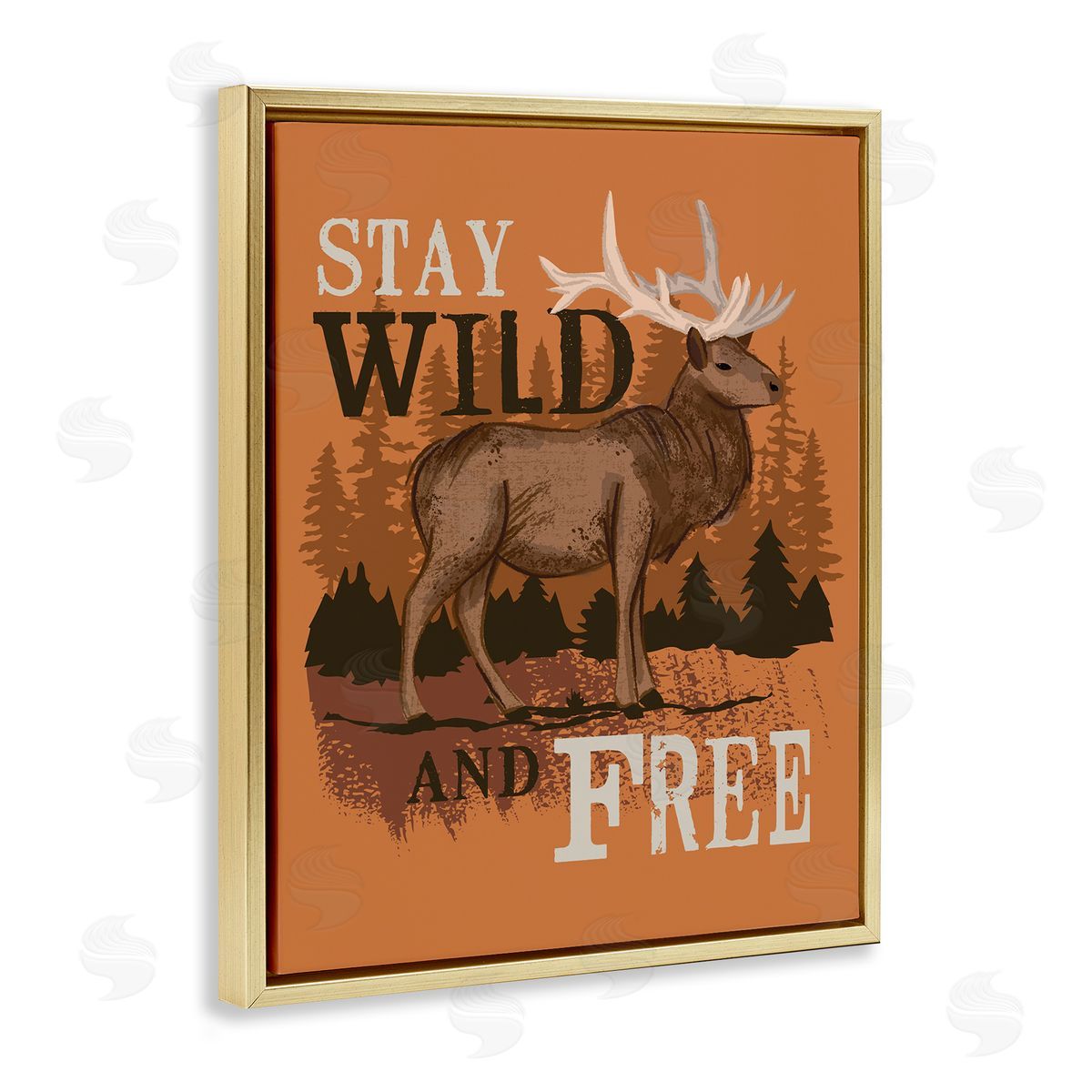 Lisa Perry Whitebutton Stay Wild and fr_sideee Phrase Forest Elk Landscape