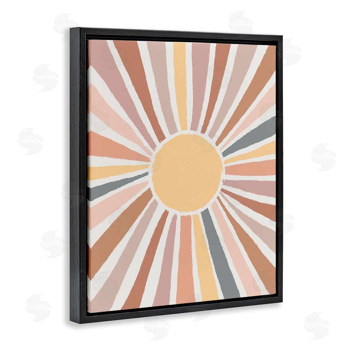 Southwestern Desert Sun Rays Black Floating Frame Canvas Wall Art, Home Decor by Lisa Whitebutton