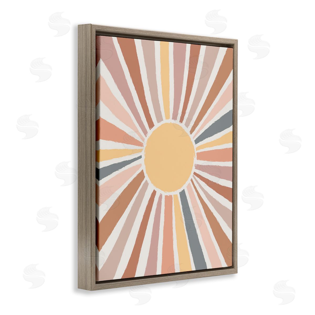 Southwestern Desert Sun Rays Brown Floating Frame Canvas Wall Art, Home Decor by Lisa Whitebutton