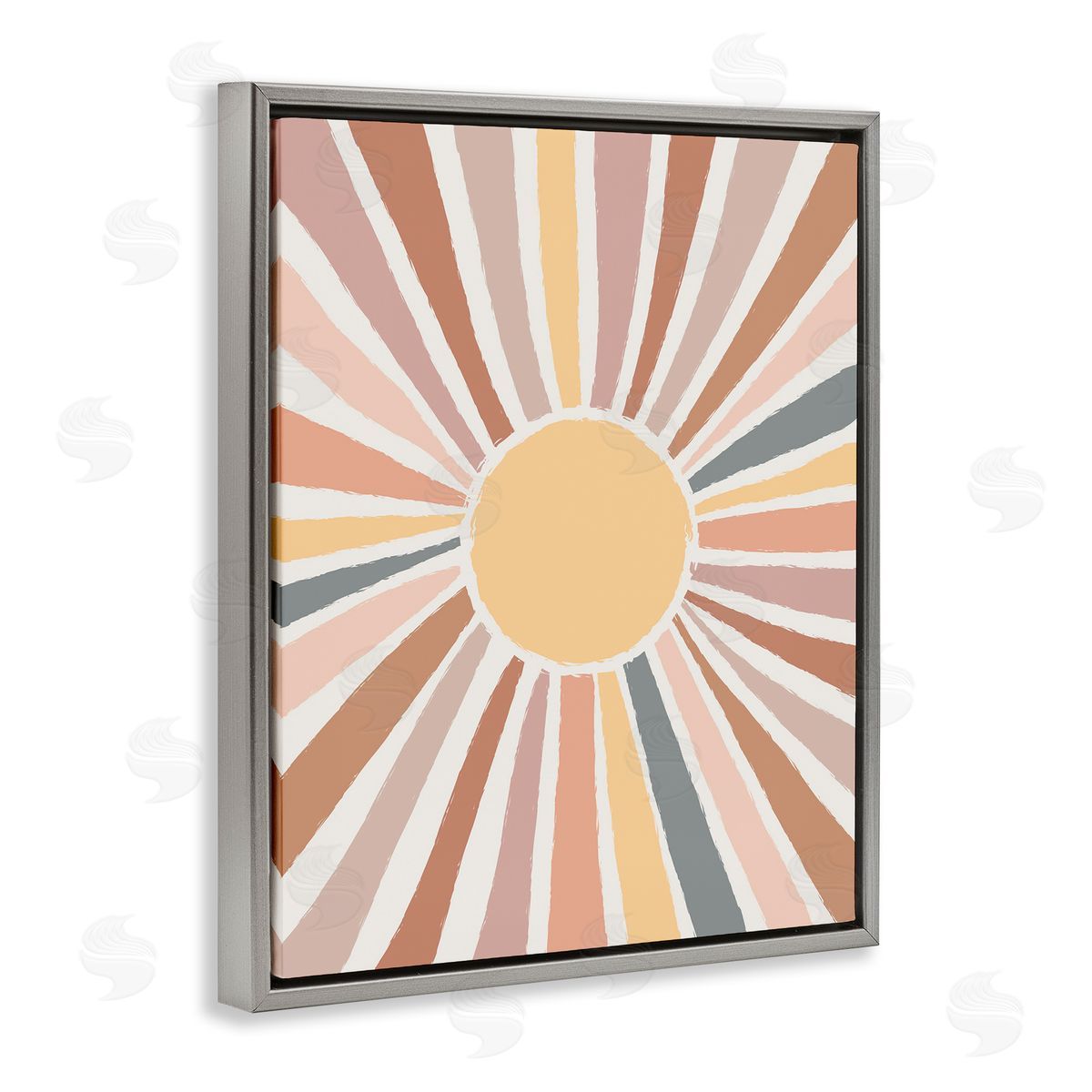 Southwestern Desert Sun Rays Grey Floating Frame Canvas Wall Art, Home Decor by Lisa Whitebutton
