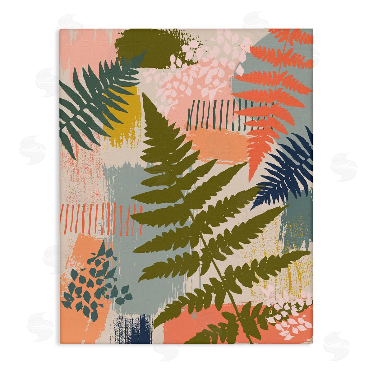 Lisa Perry Whitebutton Organic Forest Ferns Paintbrush Stroke Pattern