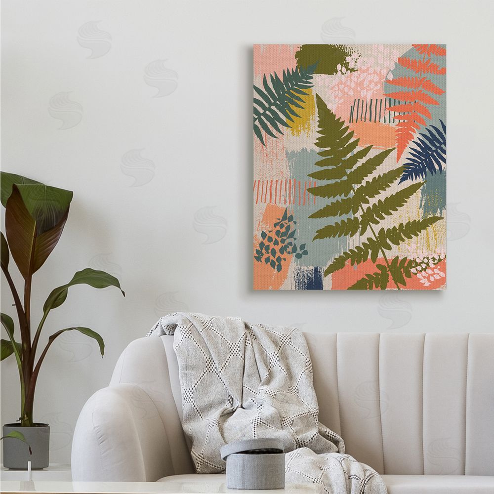 Lisa Perry Whitebutton Organic Forest Ferns Paintbrush Stroke Pattern