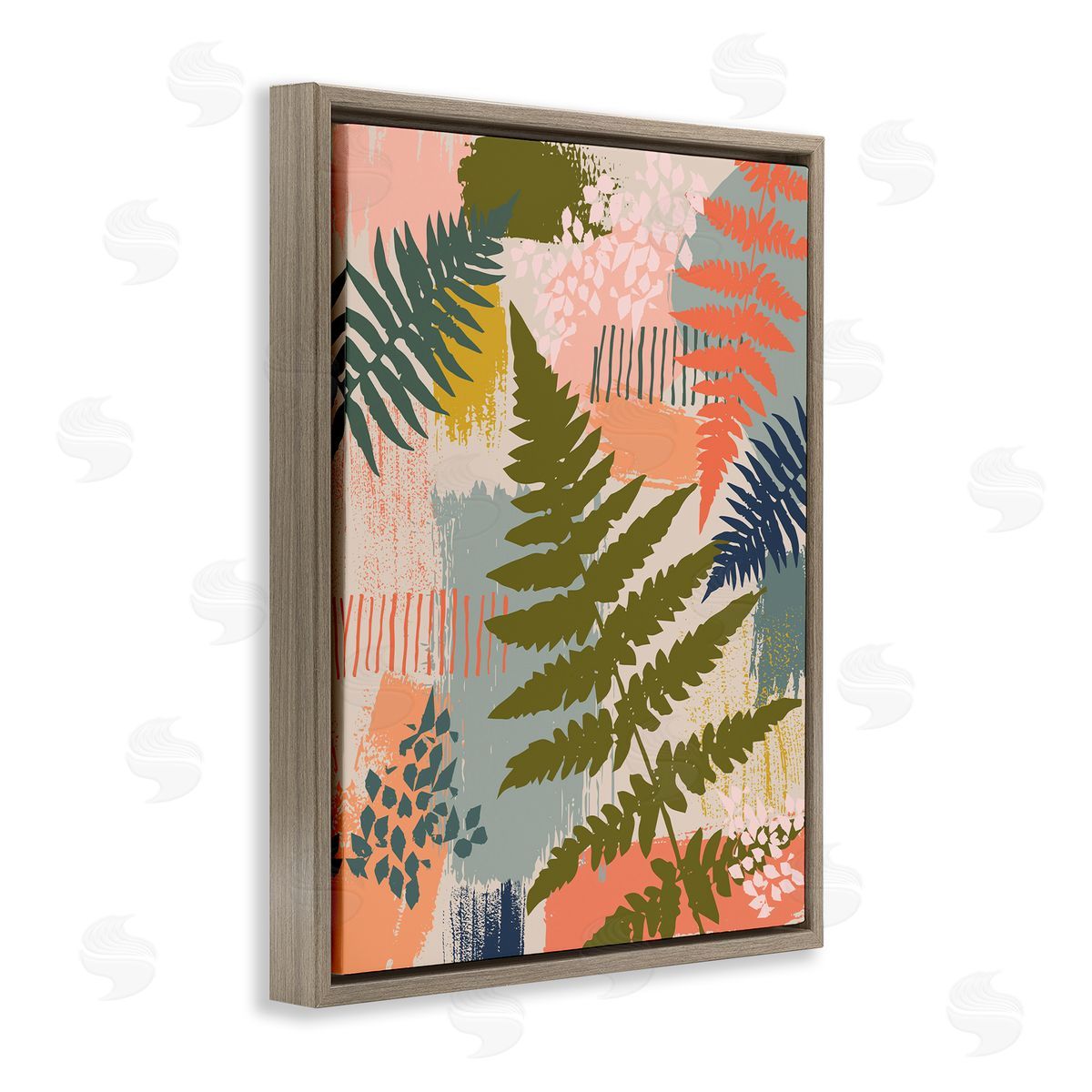Lisa Perry Whitebutton Organic Forest Ferns Paintbrush Stroke Pattern