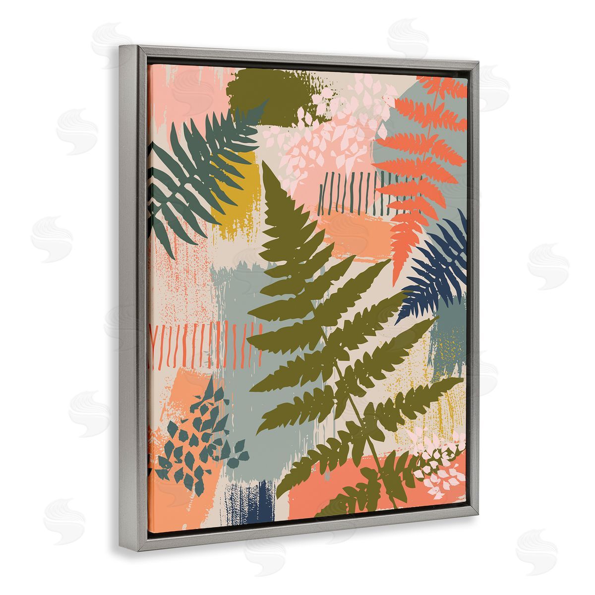 Lisa Perry Whitebutton Organic Forest Ferns Paintbrush Stroke Pattern