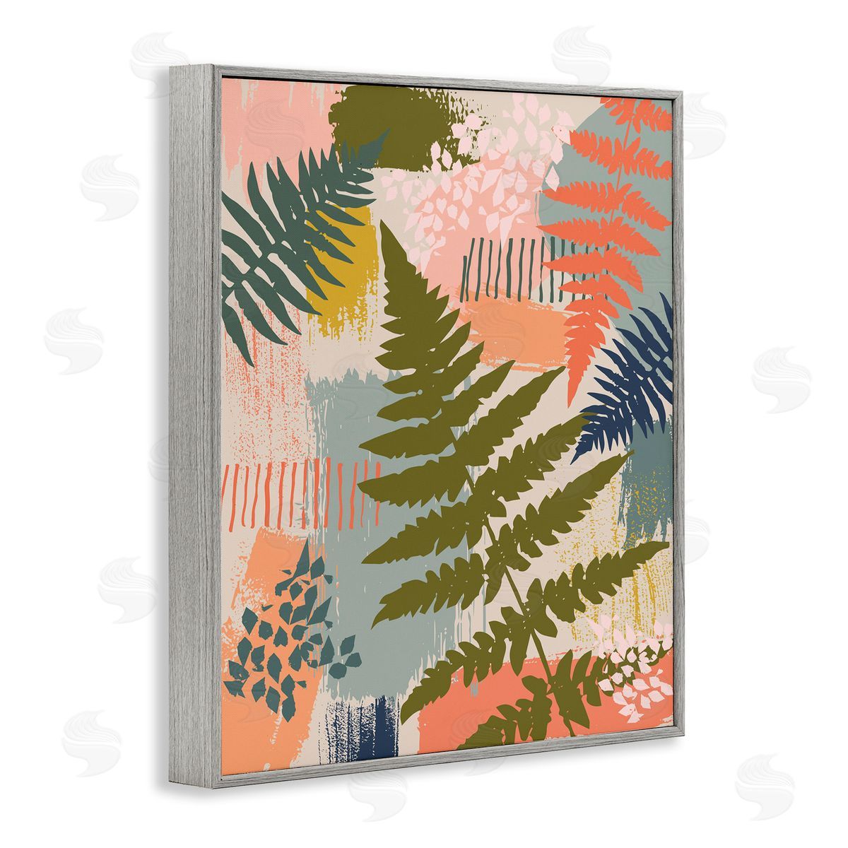 Lisa Perry Whitebutton Organic Forest Ferns Paintbrush Stroke Pattern