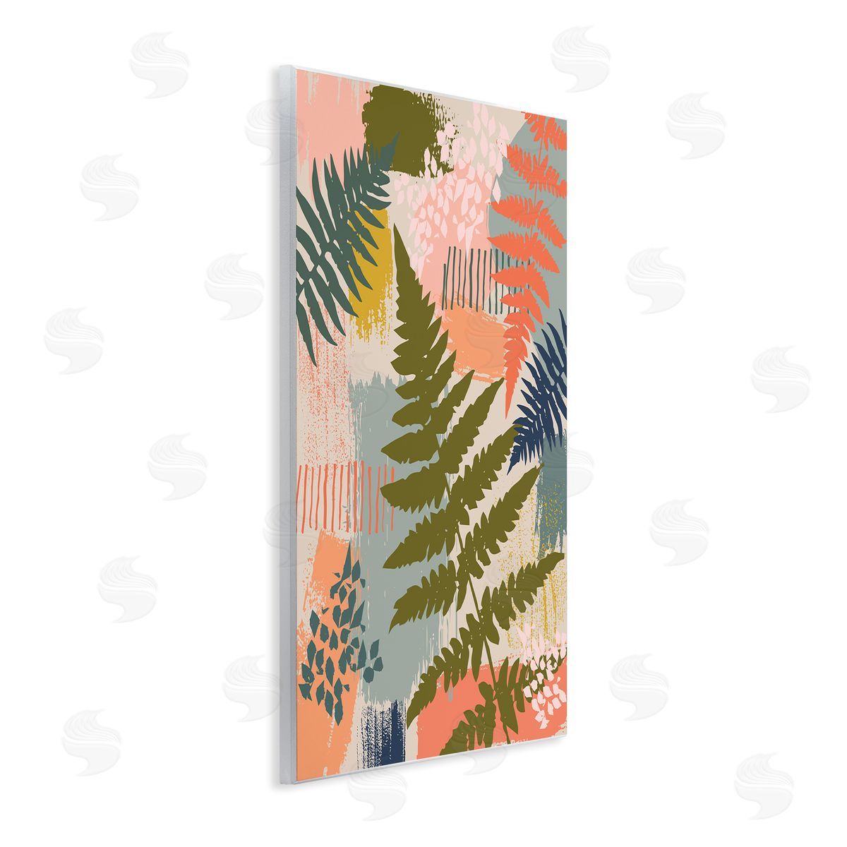 Lisa Perry Whitebutton Organic Forest Ferns Paintbrush Stroke Pattern