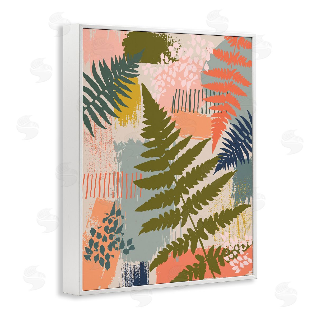 Lisa Perry Whitebutton Organic Forest Ferns Paintbrush Stroke Pattern