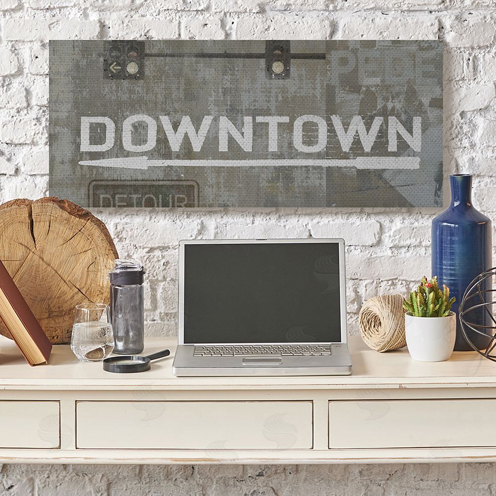 Luke Wilson Downtown Detour Traffic Light City Signs Neutral Grey