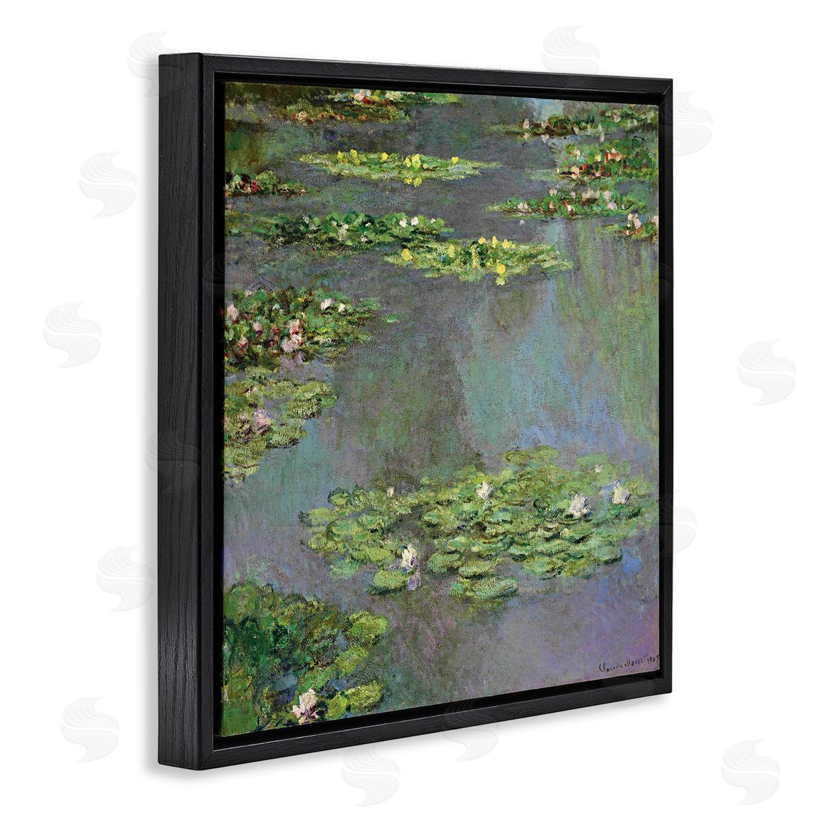 Claude Monet Close up Water Lily Pond Traditional Painting Black Floating Frame Canvas Wall Art Print
