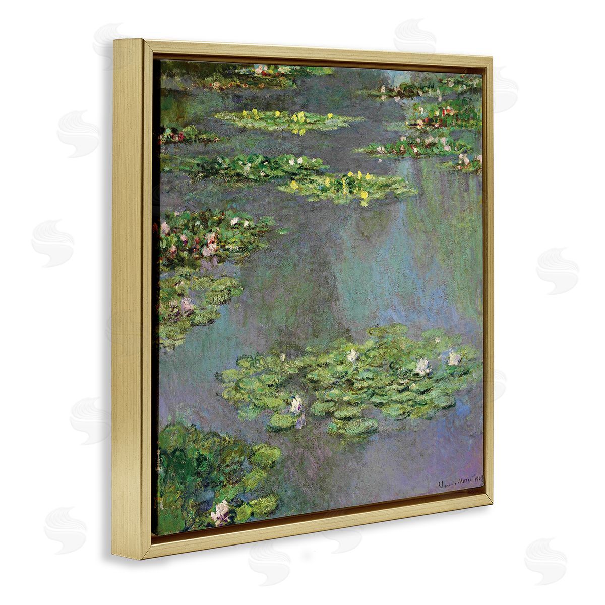 Claude Monet Close up Water Lily Pond Traditional Painting Gold Floating Frame Canvas Wall Art Print