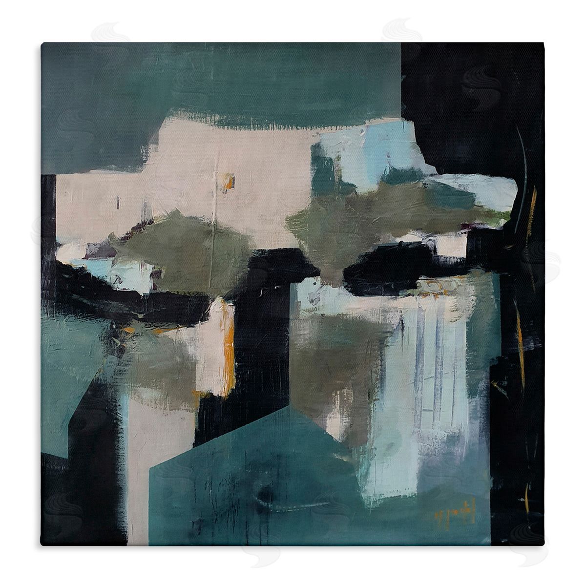 Fanou Montel Always A Light Montel Abstract Shapes Blue Stretched Canvas Wall Art Print