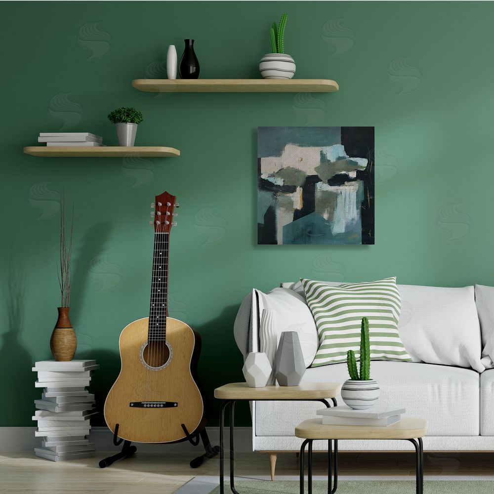 Fanou Montel Always A Light Montel Abstract Shapes Blue Canvas Wall Art in Room