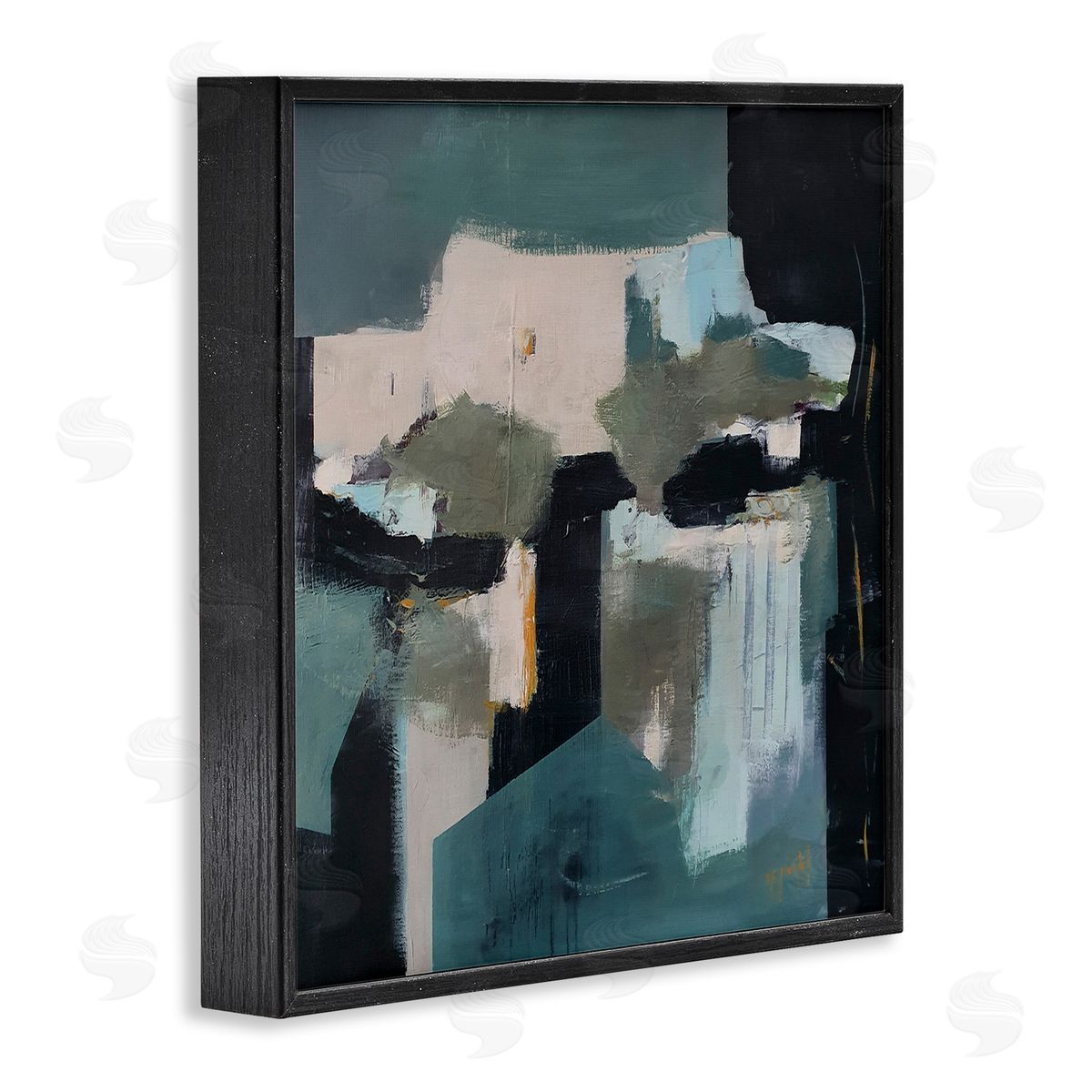 Fanou Montel Always A Light Montel Abstract Shapes Blue Black Framed Glicee Wall Art Print