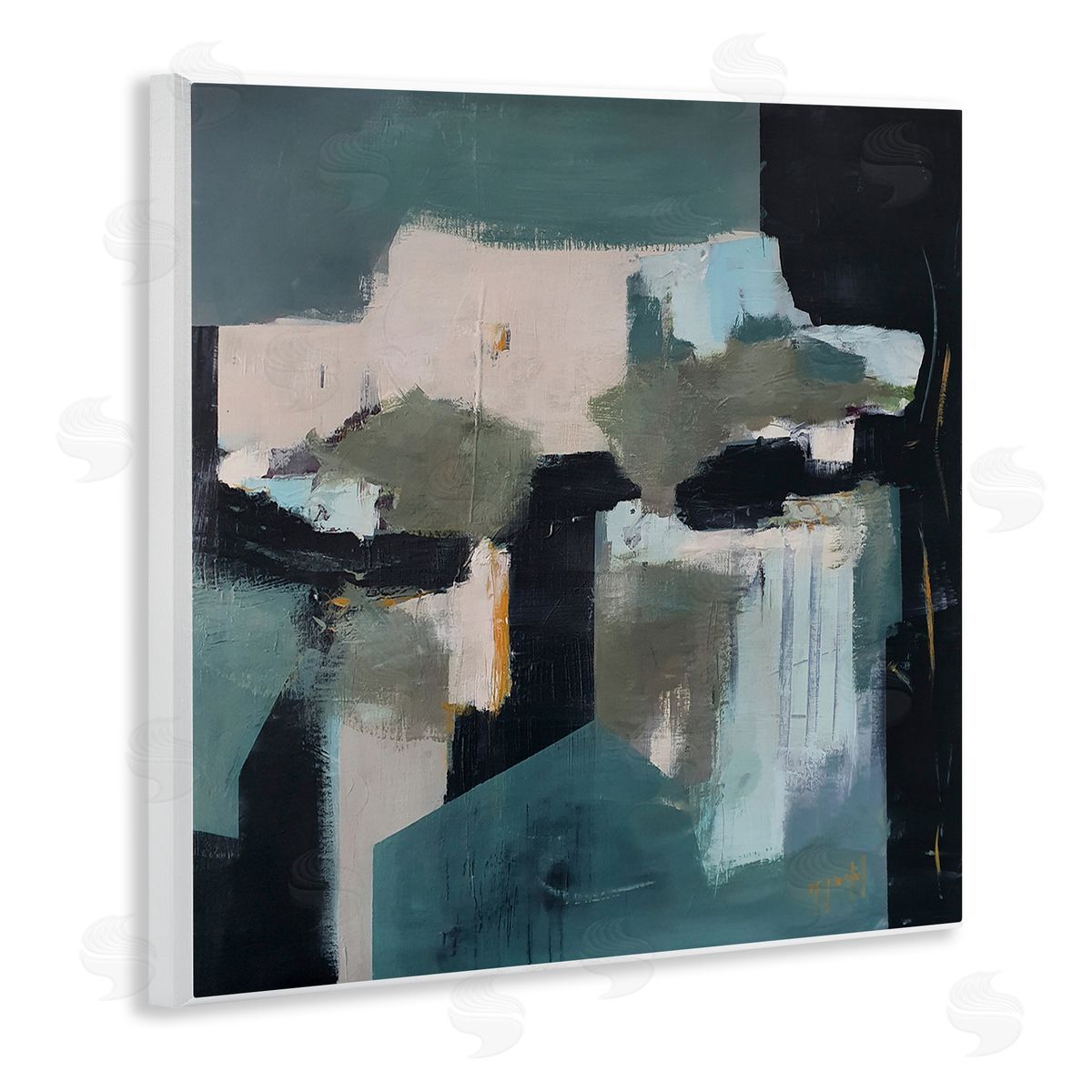Fanou Montel Always A Light Montel Abstract Shapes Blue Wooden Wall Plaque Art Print
