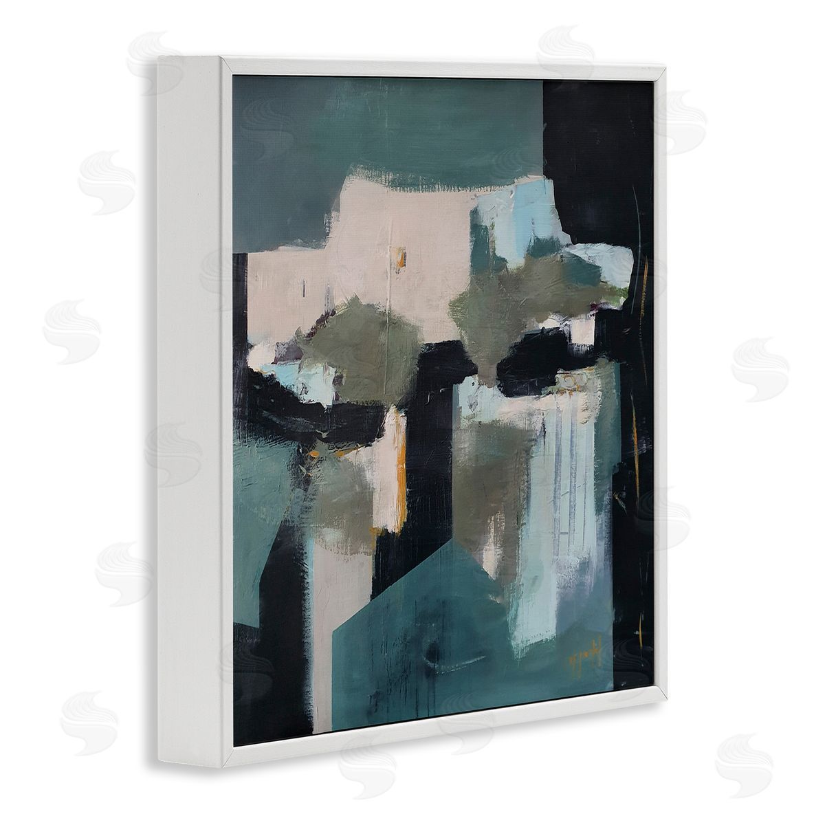 Fanou Montel Always A Light Montel Abstract Shapes Blue White Framed Glicee Wall Art Print
