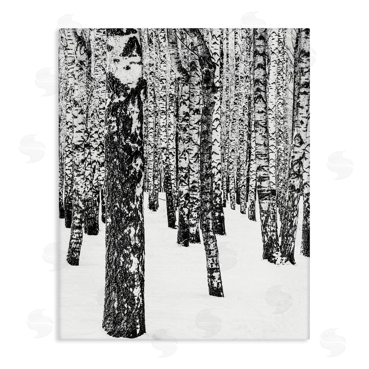 Design Fabrikken Minimal Snowy Woods Landscape Black and White