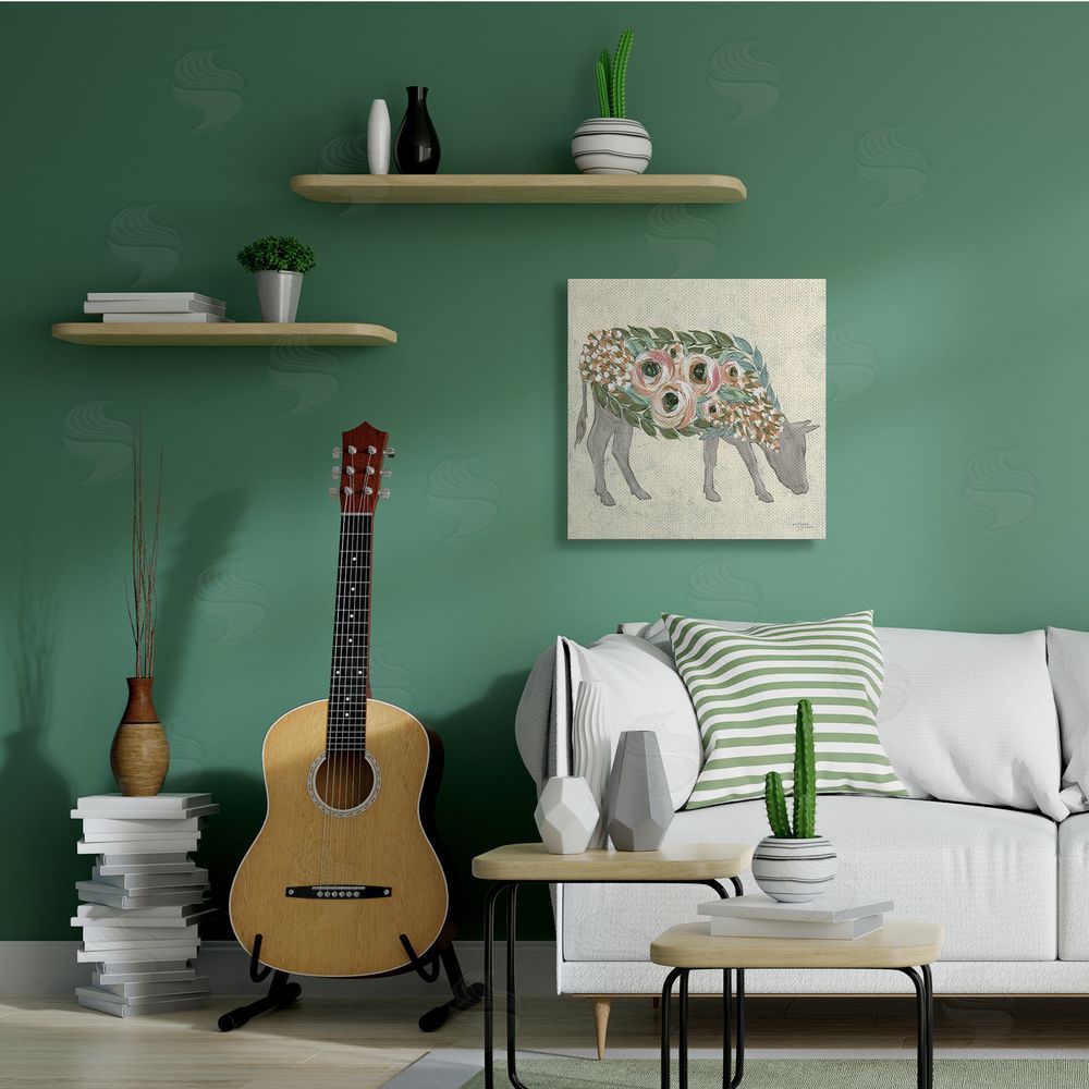 Michele Norman Rustic Horse Pink Green Floral Body Canvas Wall Art in Room
