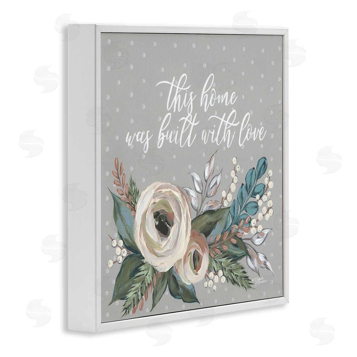 Michele Norman Home Built With Love Quote Assorted Bouquet White Framed Glicee Wall Art Print