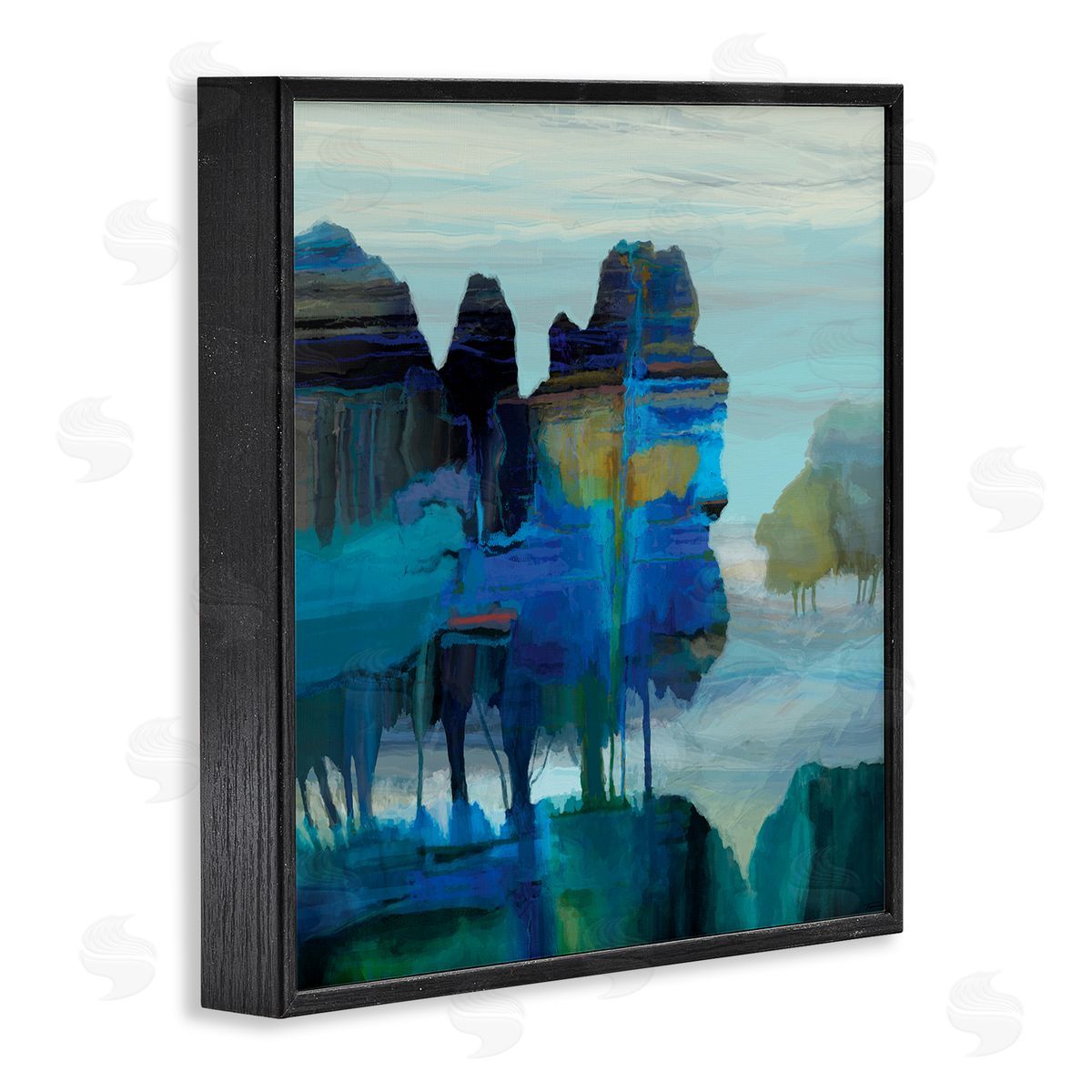 Michael Tienhaara Abstract Eerie Forest Landscape Blue Brown Trees Black Framed Glicee Wall Art Print