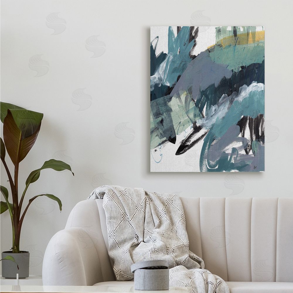 Ann Thompson Nemcosky Chaotic Paintbrush Strokes Abstract Green Blue