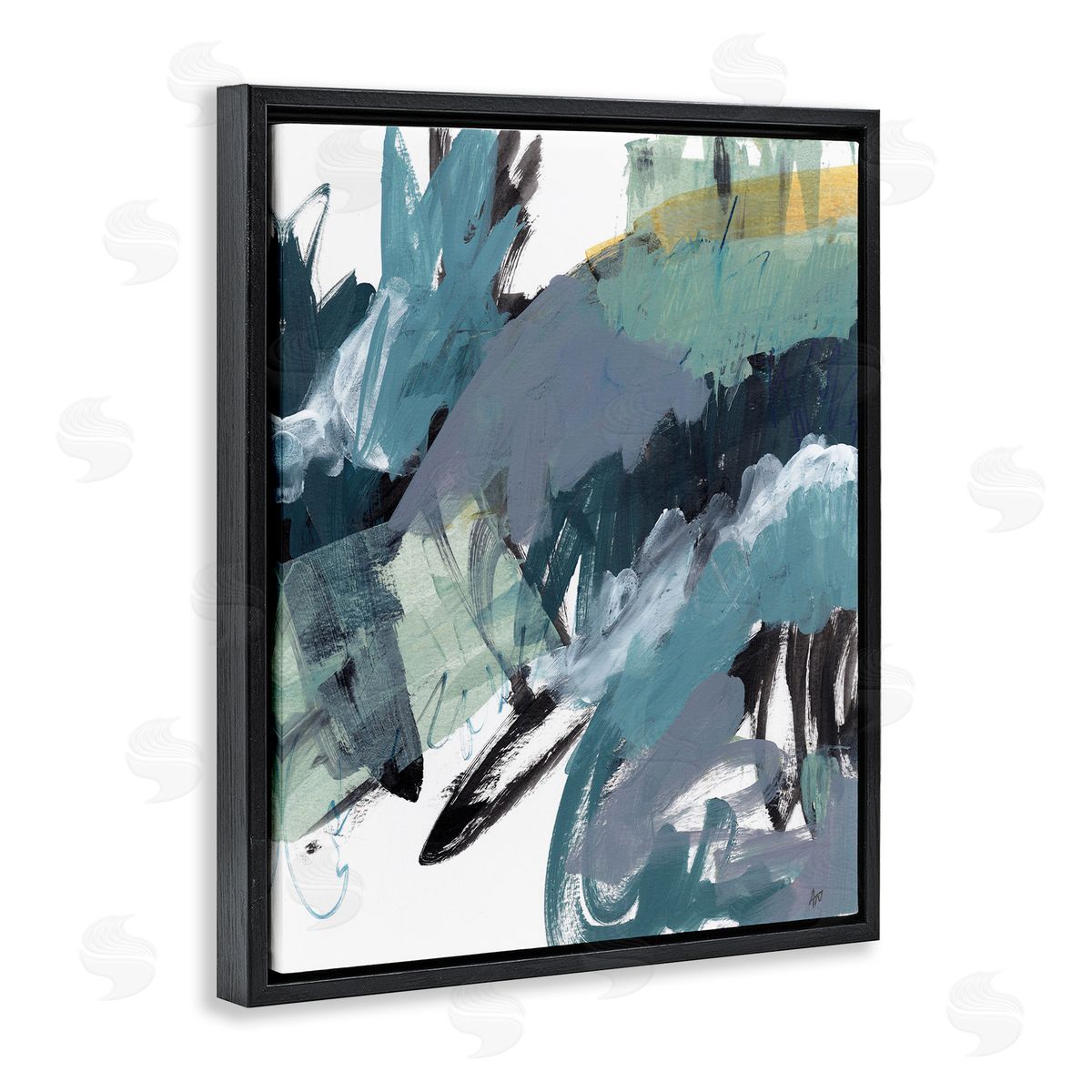 Ann Thompson Nemcosky Chaotic Paintbrush Strokes Abstract Green Blue