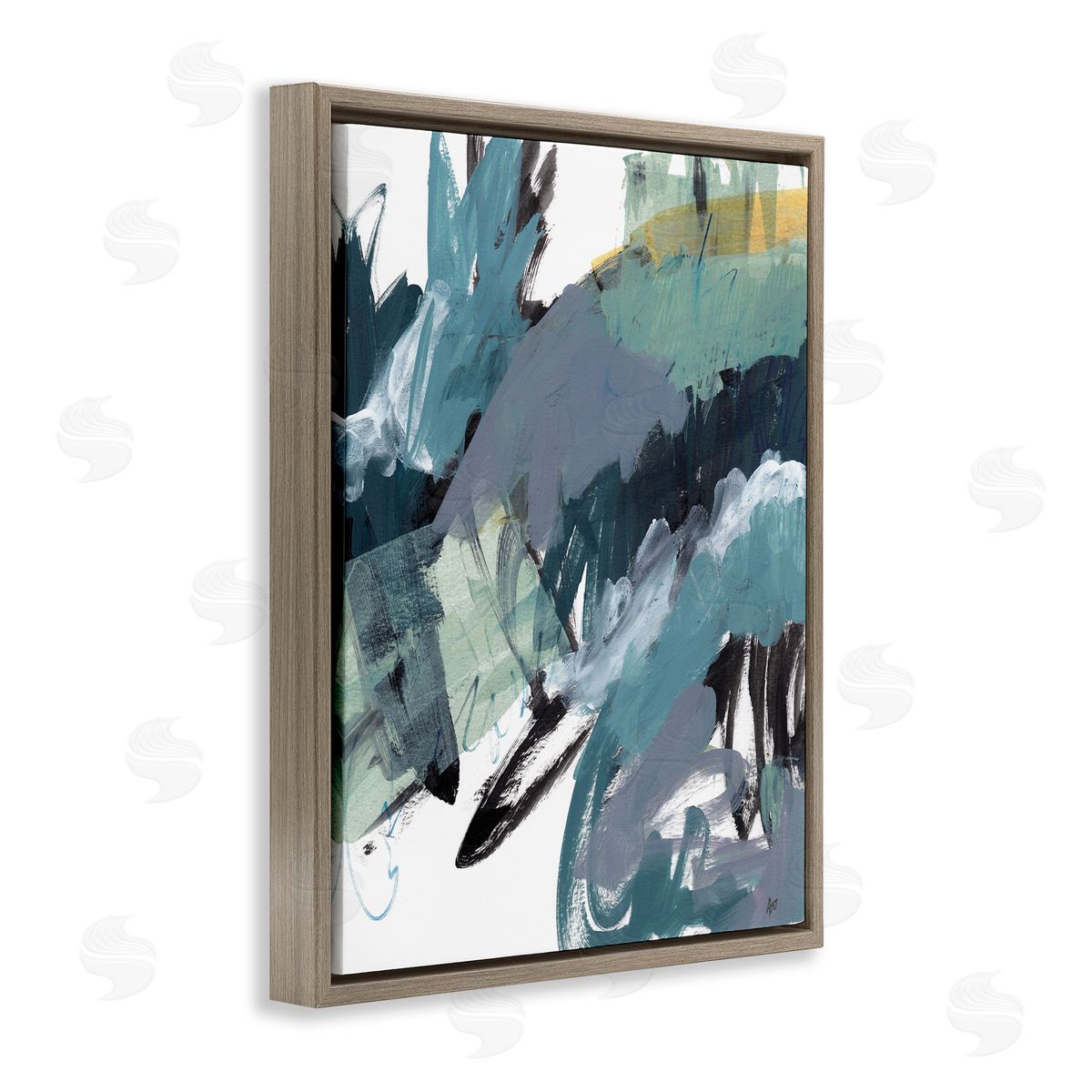 Ann Thompson Nemcosky Chaotic Paintbrush Strokes Abstract Green Blue