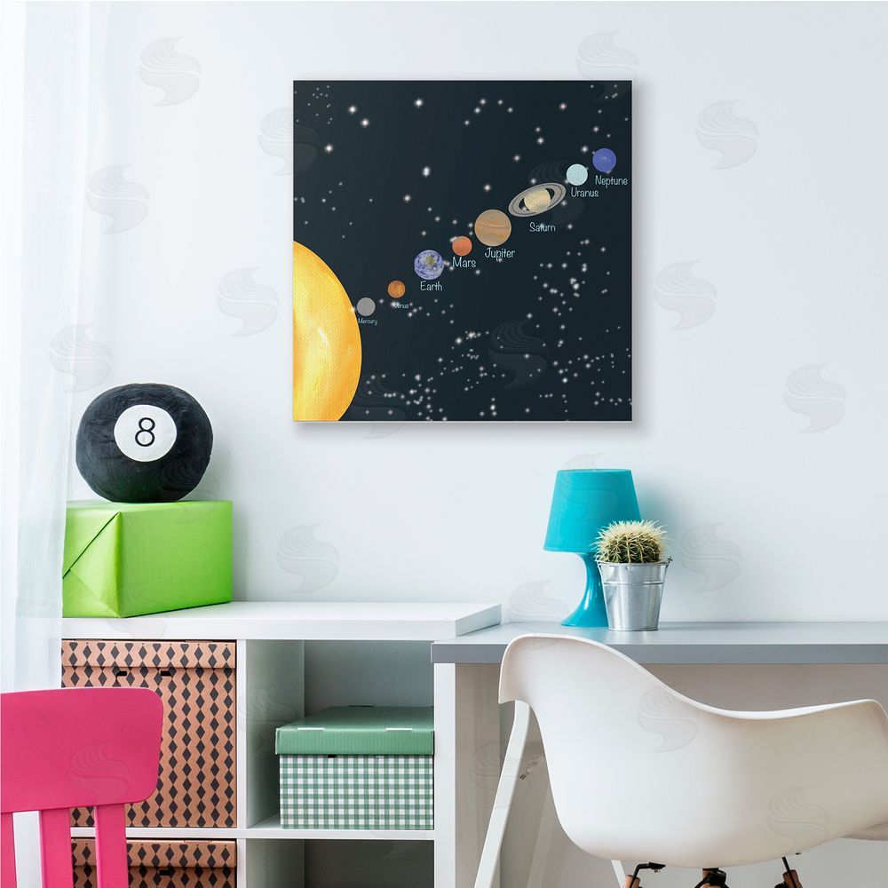 Ashley Singleton Educational Chart of Planets in Solar System Canvas Wall Art in Room