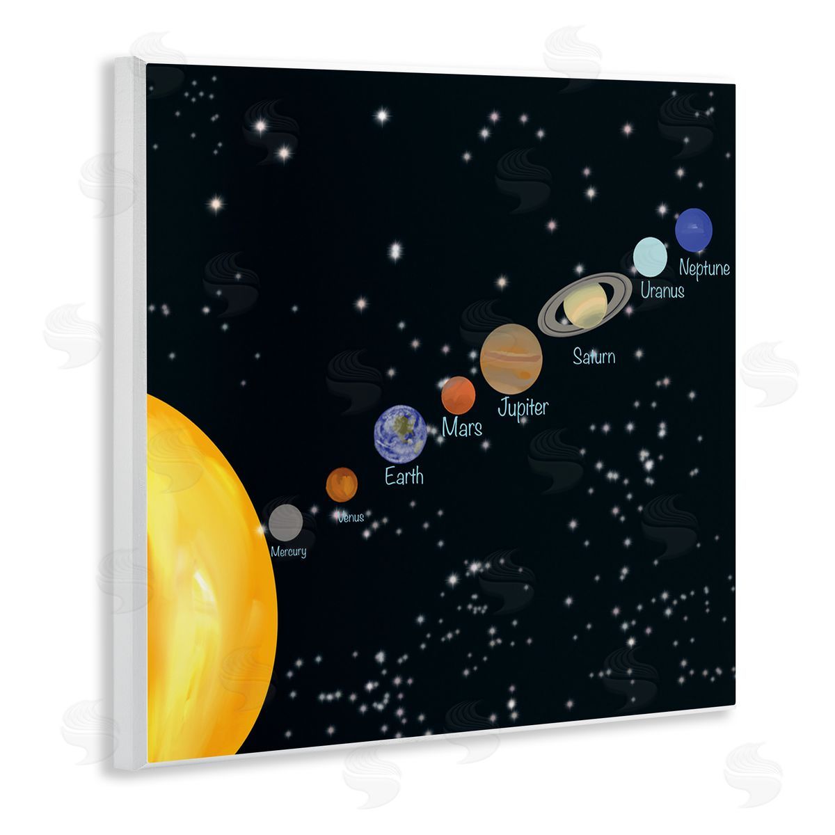 Ashley Singleton Educational Chart of Planets in Solar System Wooden Wall Plaque Art Print
