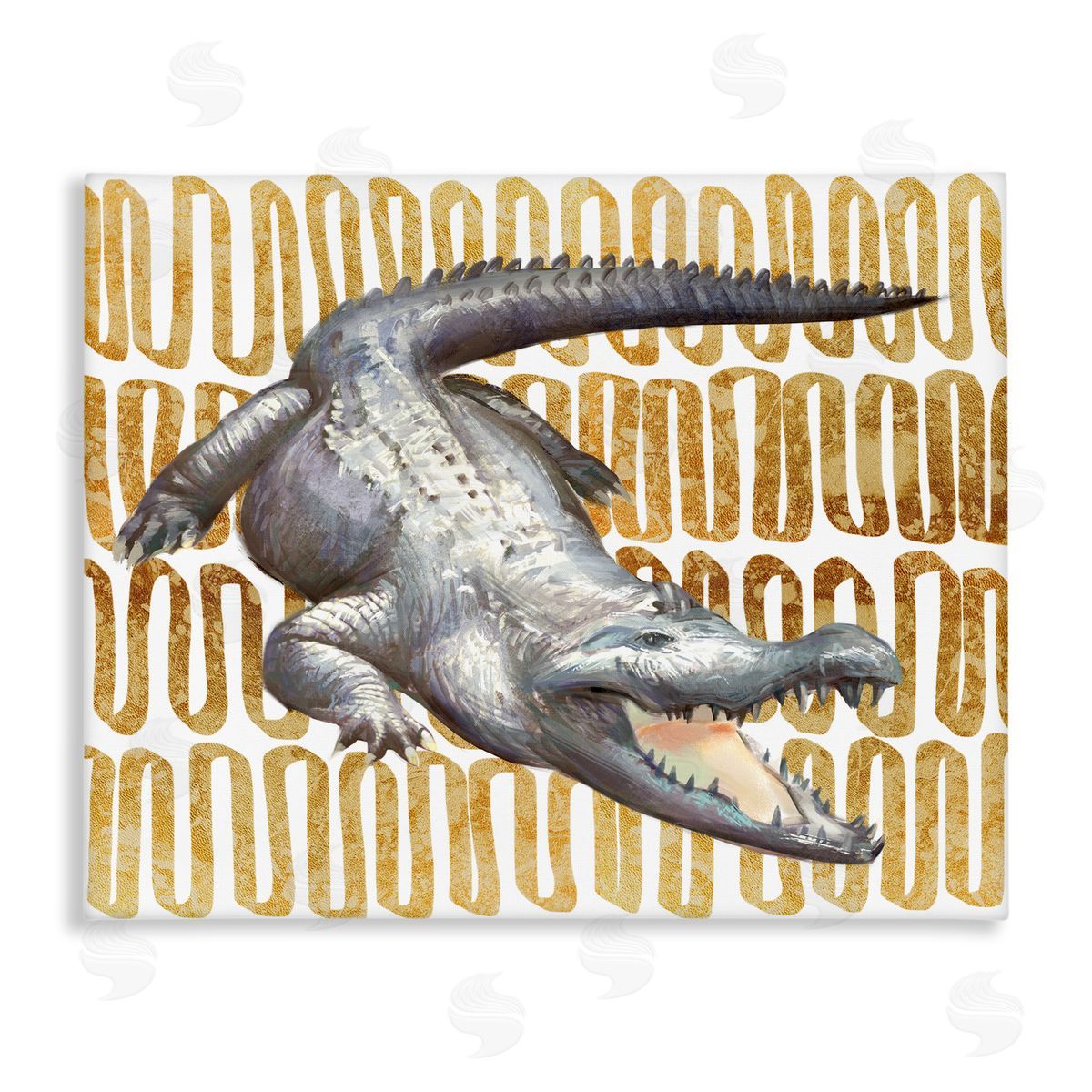 Ziwei Li Intimidating Alligator Over Abstract Brown Yellow Pattern