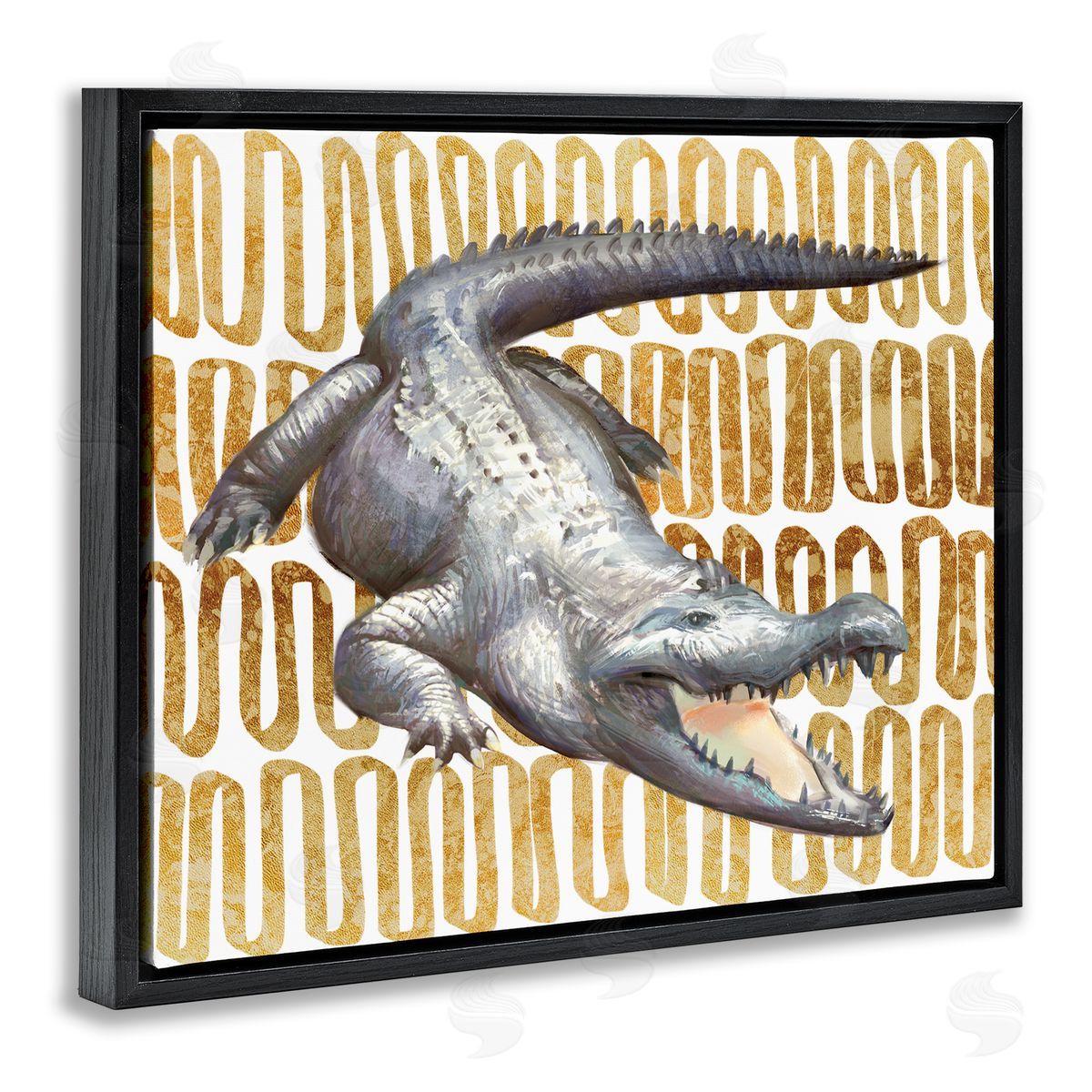 Ziwei Li Intimidating Alligator Over Abstract Brown Yellow Pattern