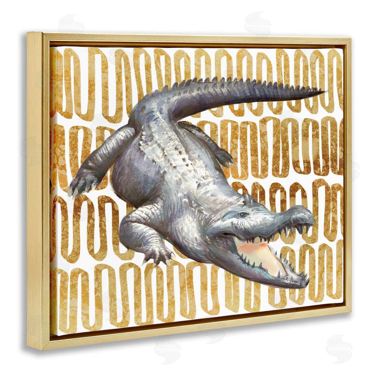 Ziwei Li Intimidating Alligator Over Abstract Brown Yellow Pattern