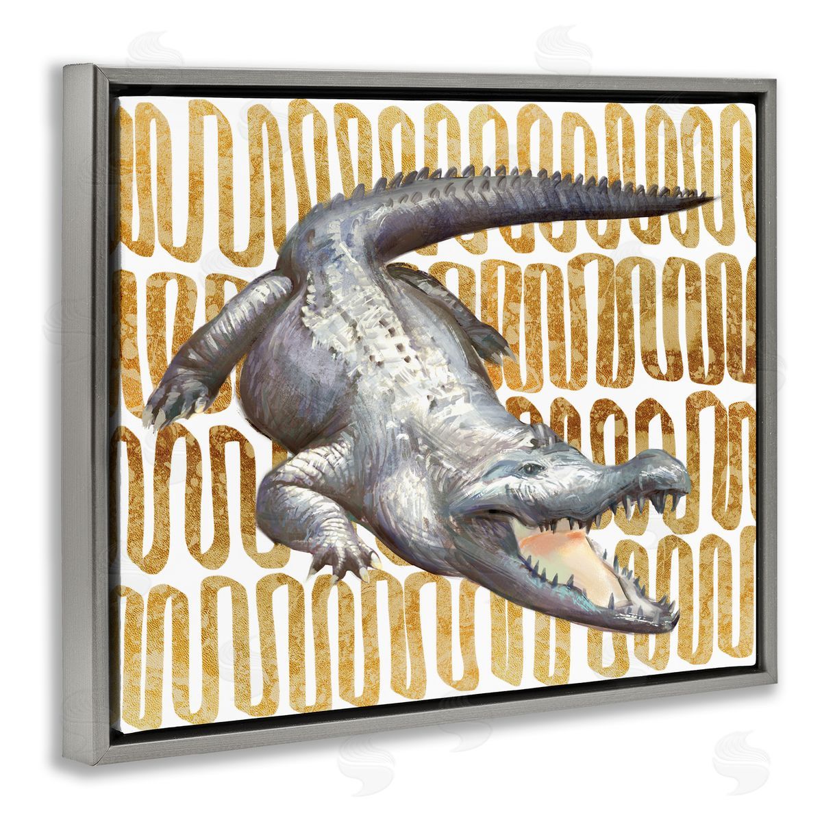 Ziwei Li Intimidating Alligator Over Abstract Brown Yellow Pattern