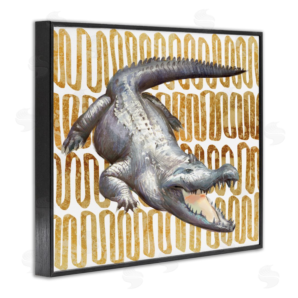 Ziwei Li Intimidating Alligator Over Abstract Brown Yellow Pattern