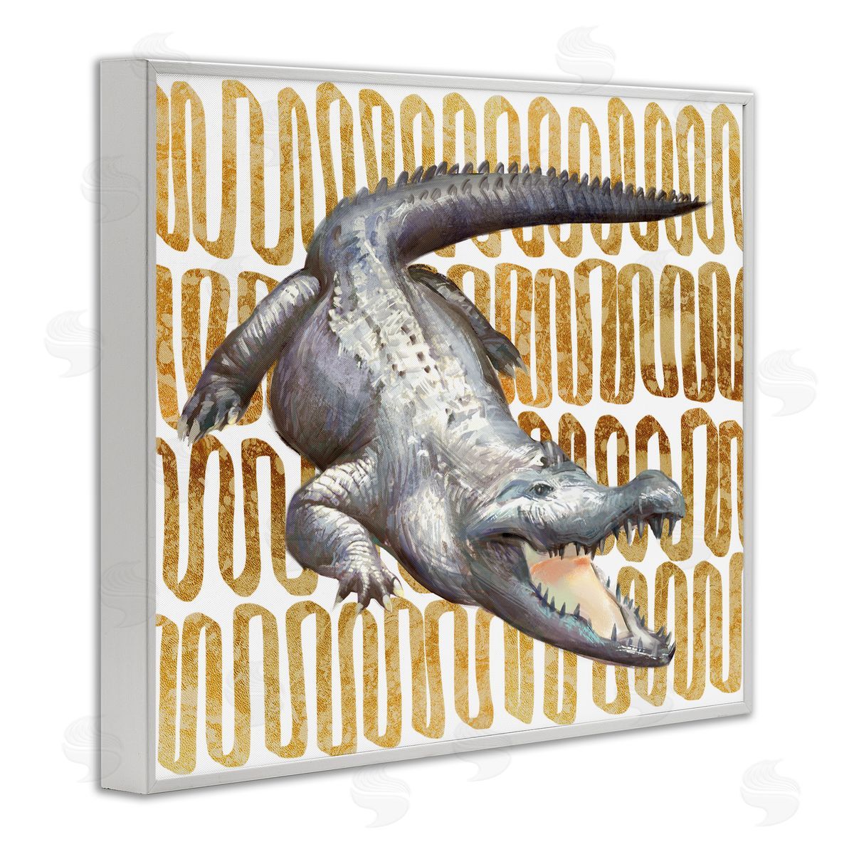 Ziwei Li Intimidating Alligator Over Abstract Brown Yellow Pattern