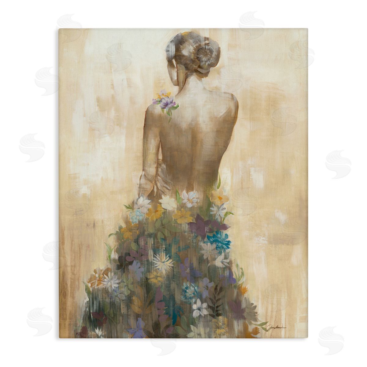Liz Jardine Nude Female Body Soft Tone Flower Dress 
