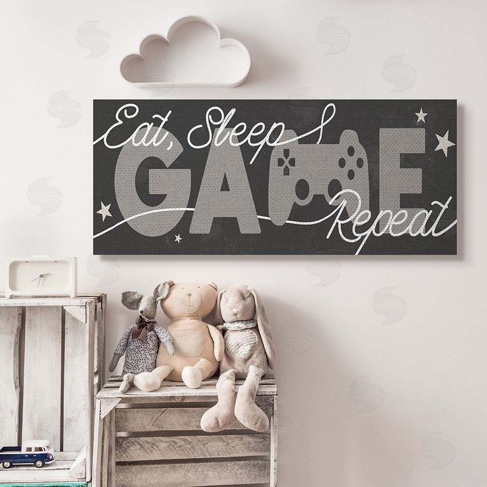 Stupell Studio Eat Sleep Game Repeat Quote Stars and Controller