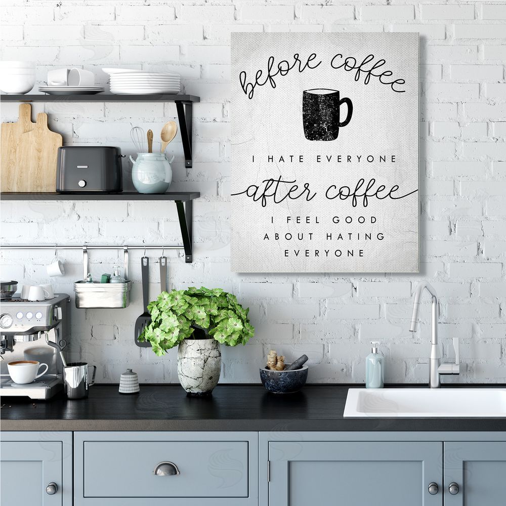 Stupell Studio Before Coffe_sidee Hate Everyone Quote Kitchen Humor