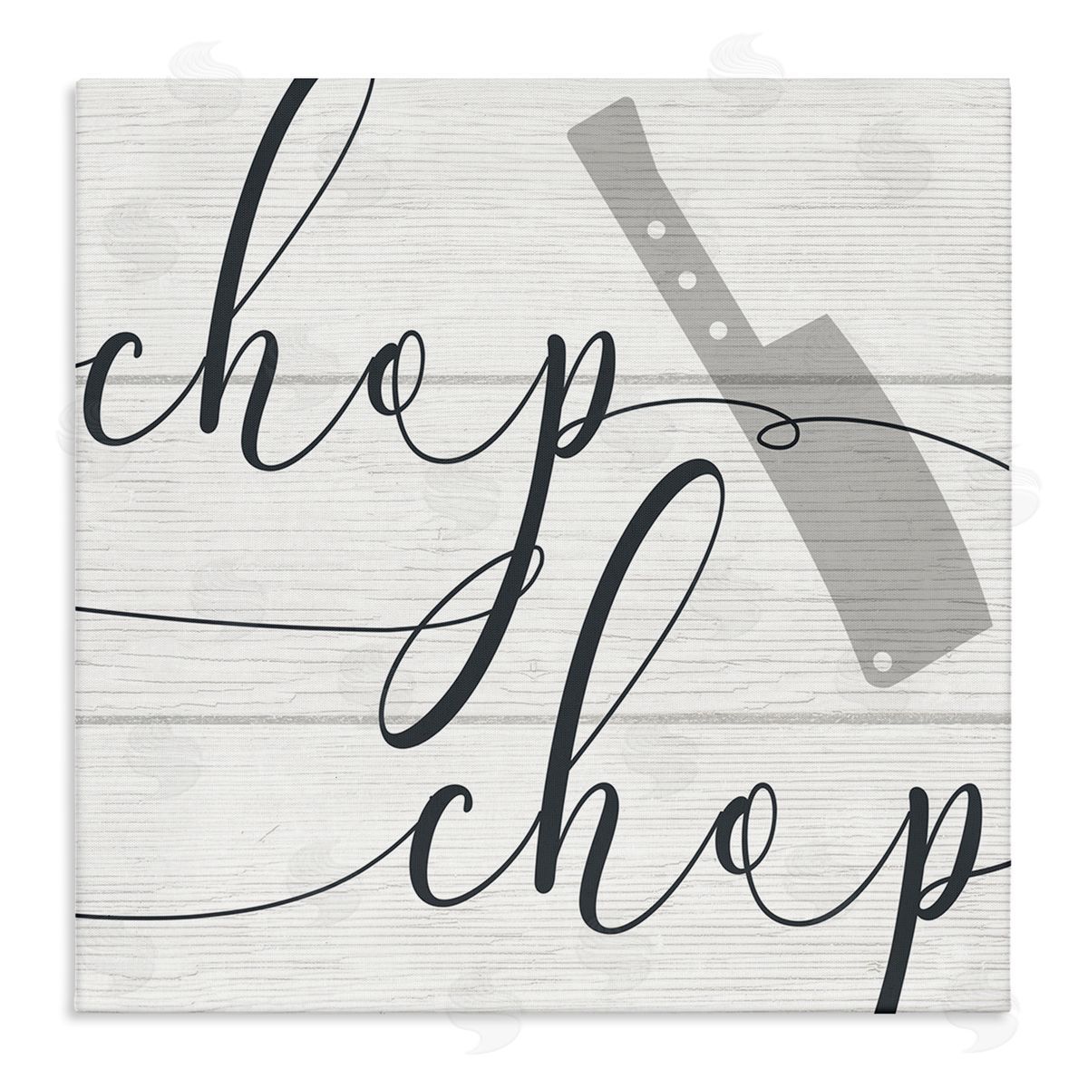 Stupell Studio Kitchen Chop Phrase Butcher Knife Plank Style Pattern Stretched Canvas Wall Art Print