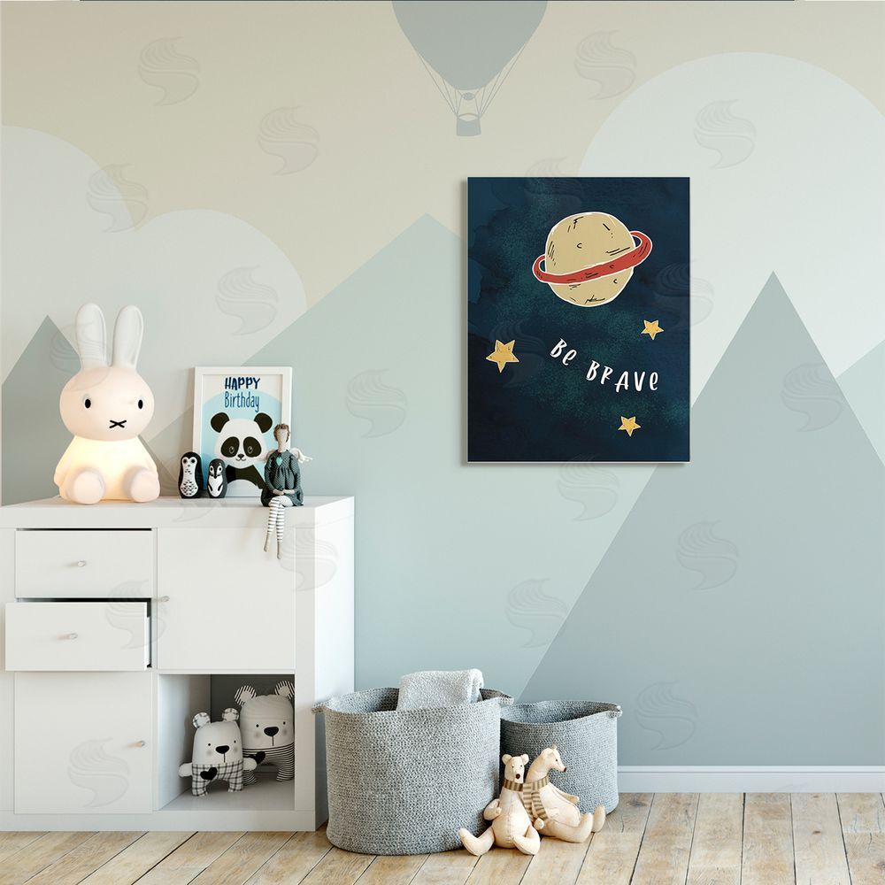 Stupell Studio Be Brave Motivational Phrase Planet and Stars