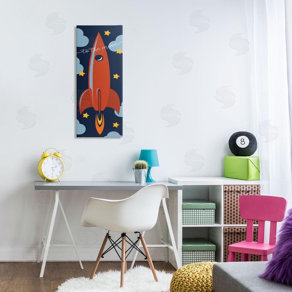 Stupell Studio To The Moon Quote Whimsical Rocket Ship Space