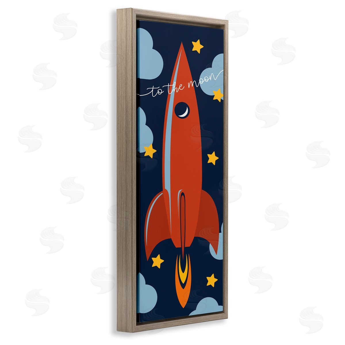 Stupell Studio To The Moon Quote Whimsical Rocket Ship Space
