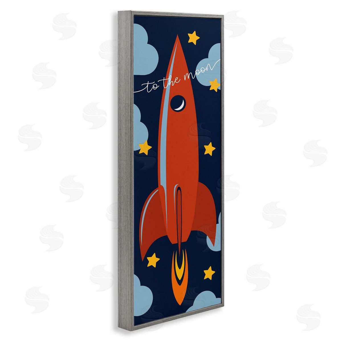 Stupell Studio To The Moon Quote Whimsical Rocket Ship Space