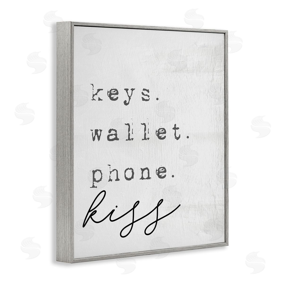 Stupell Studio Keys Wallet Phone Kiss Phrase Distressed Typewriter 