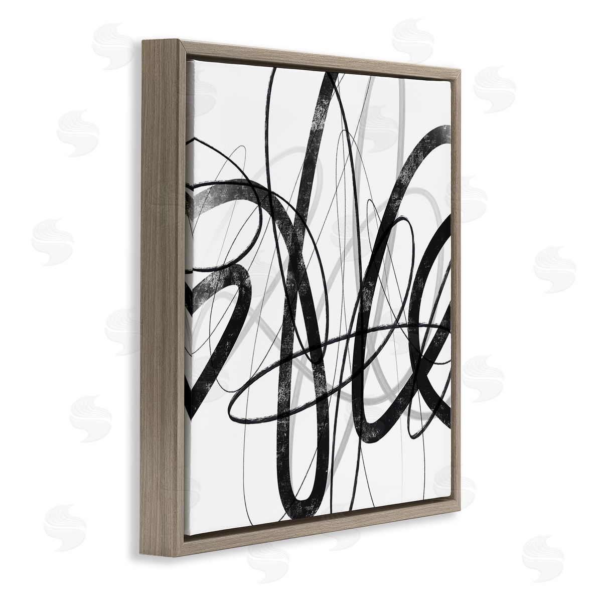 Lisa Ridgers Abstract Fluid Brush Strokes Distressed Pattern Brown Floating Frame Canvas Wall Art Print