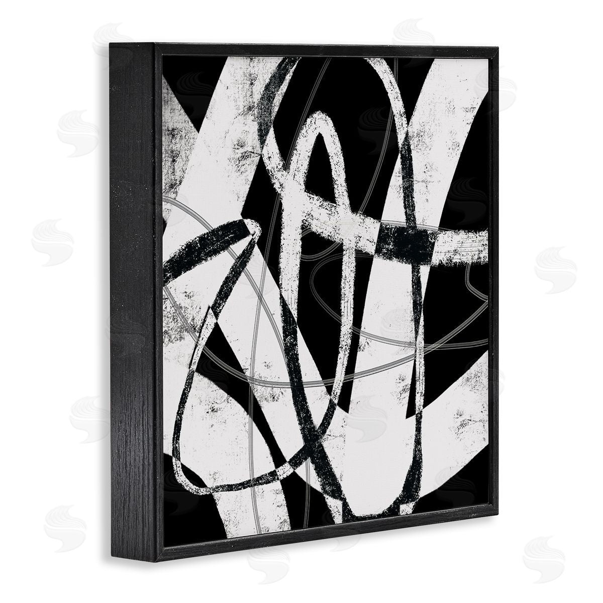 Lisa Ridgers Black and White Abstract Moving Paint Brush Strokes Black Framed Glicee Wall Art Print