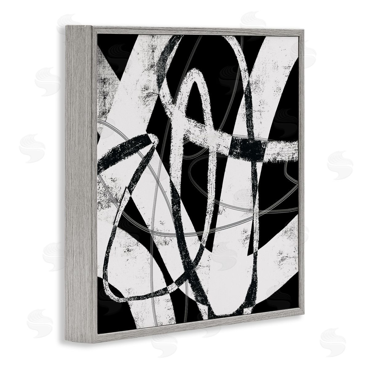 Lisa Ridgers Black and White Abstract Moving Paint Brush Strokes Gray Framed Glicee Wall Art Print