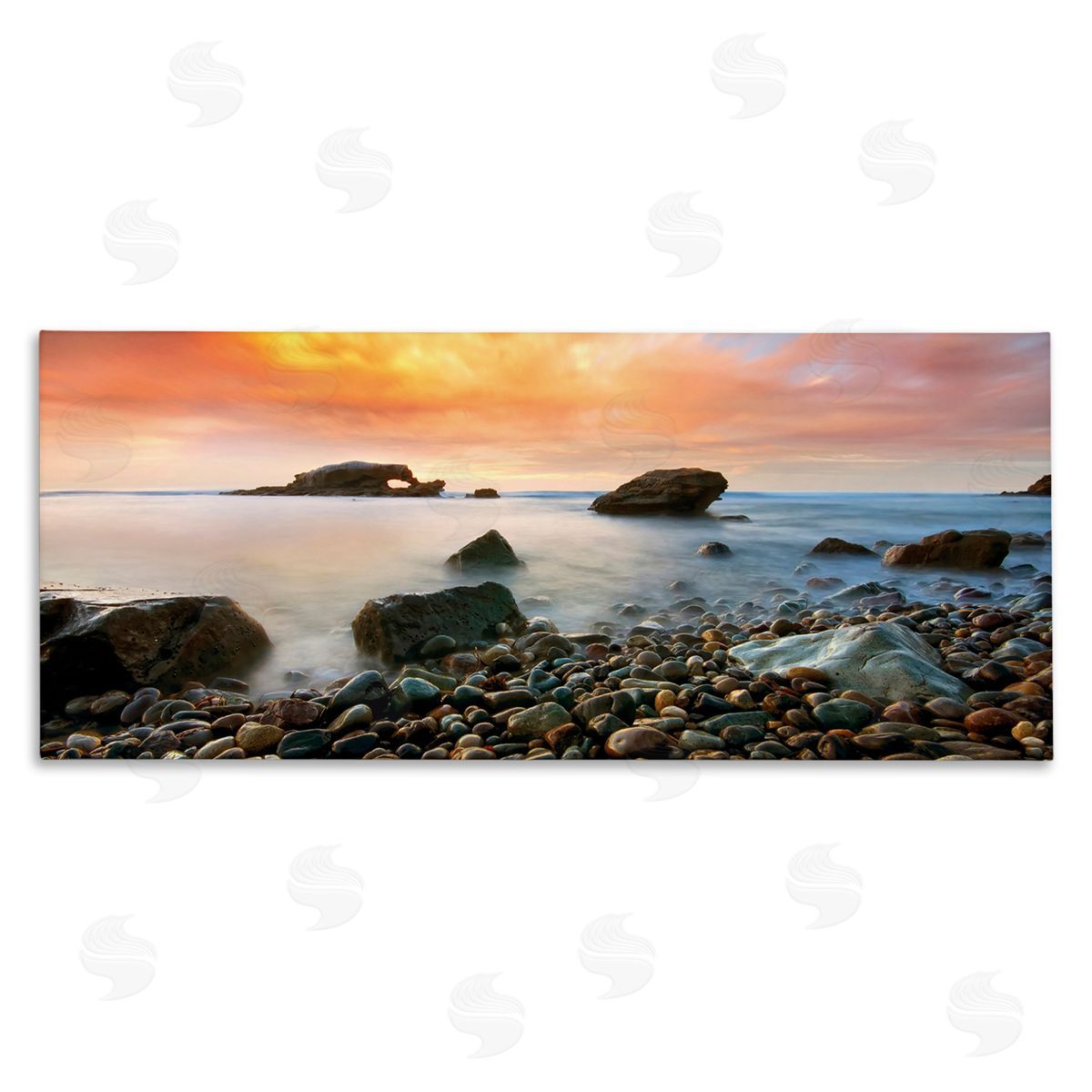 Lee Sie Rocks On Misty Beach Warm Sunrise Sky