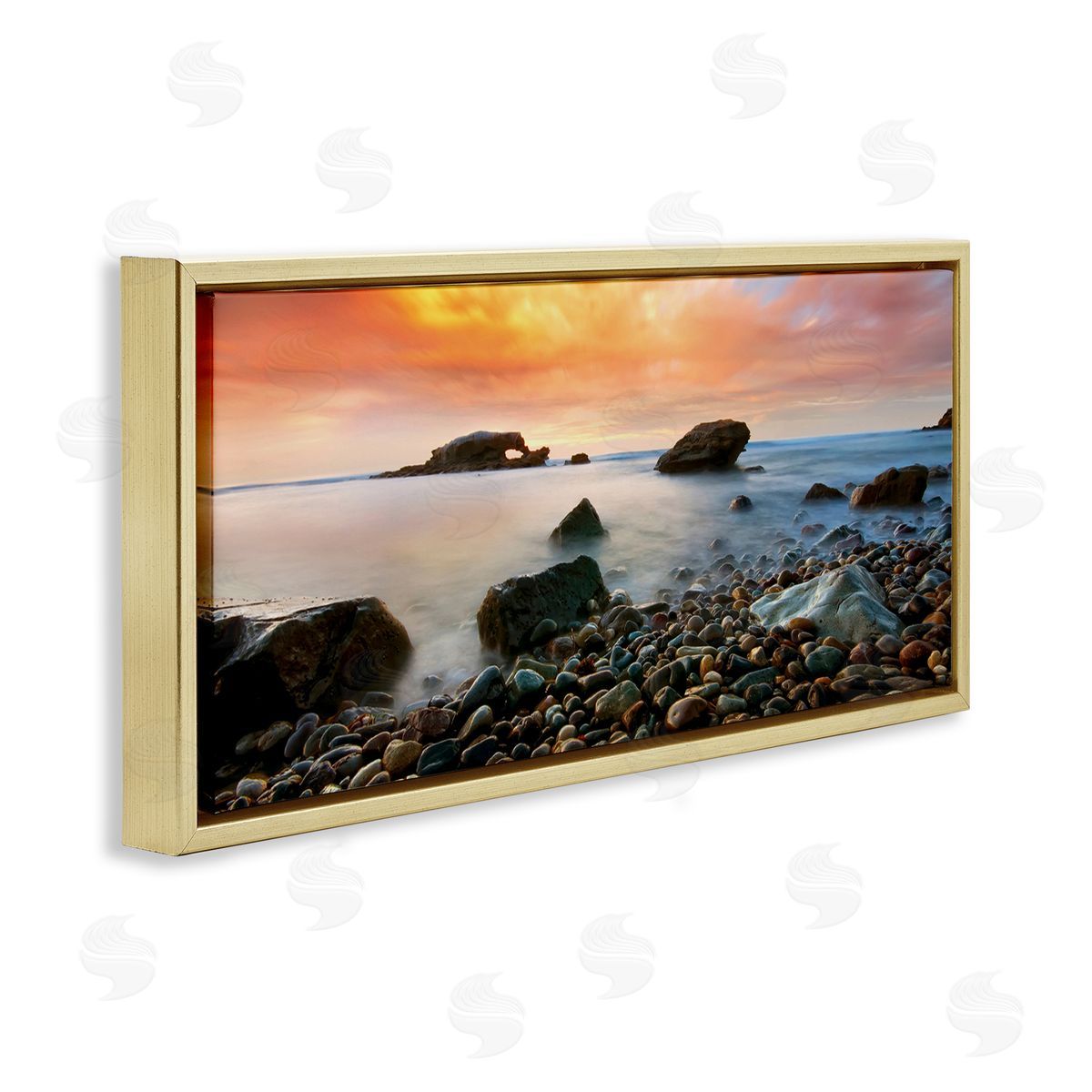 Lee Sie Rocks On Misty Beach Warm Sunrise Sky