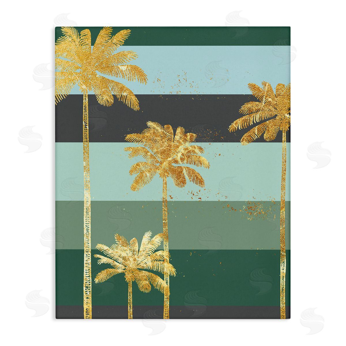 Ziwei Li Glam Tropical Palms over Green Bold Stripes